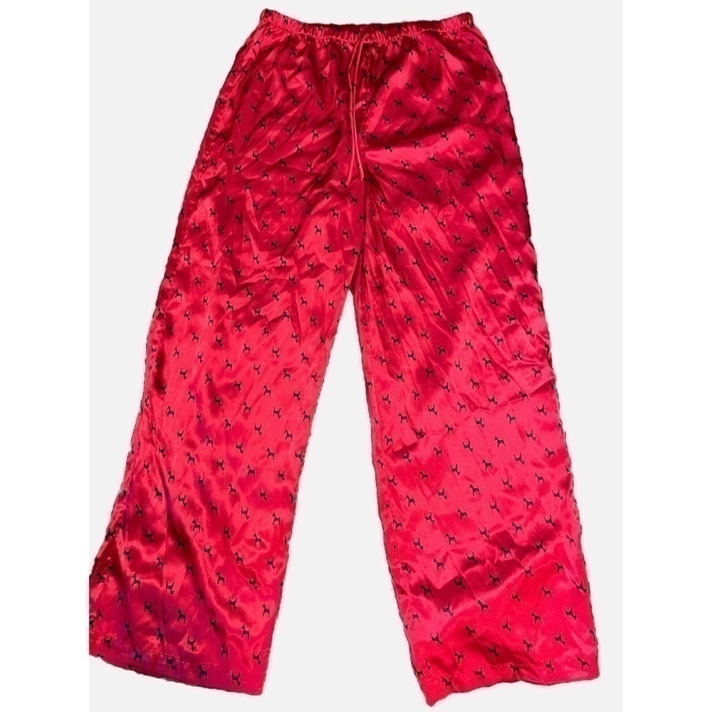 Mix it Women’s Silk Comfy Sleepwear Dog Print Pajama Pants Red/Black Size M